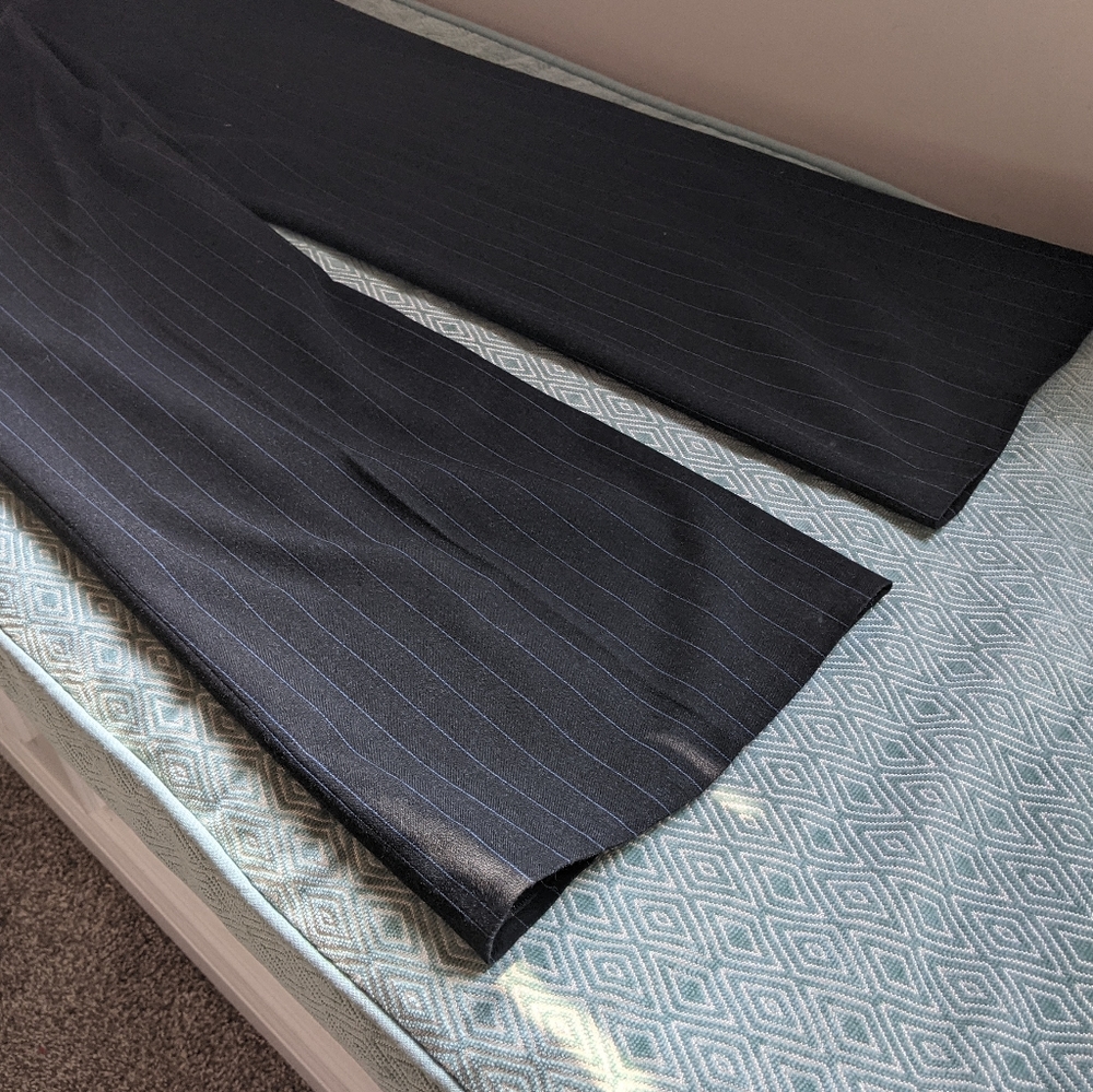 Ann Taylor Dark Gray w/ Blue Pinstripe Dress Pants - Picture 9 of 14